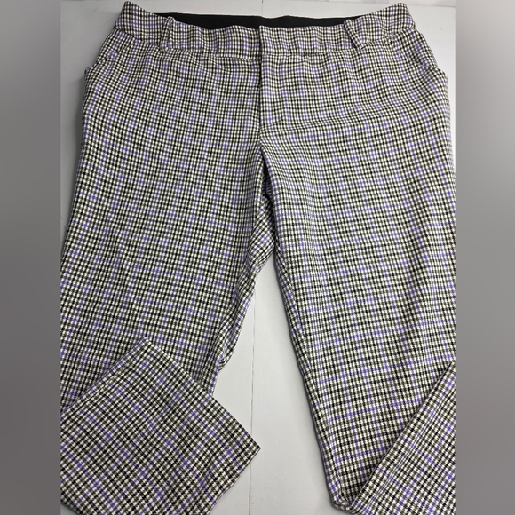 Ava & Viv Plaid Pants 18W Black White Purple Stretch Winter Fall Work Ca-2573 - Picture 4 of 12